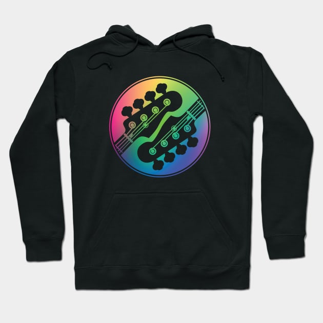 Bass Guitar Headstock Circle Colorful Gradient Theme Hoodie by nightsworthy